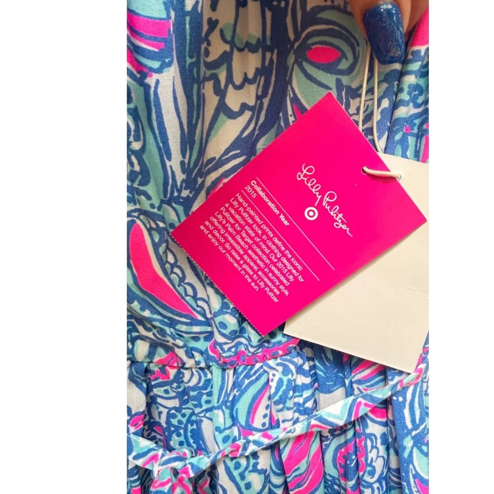 Lilly Pulitzer for Target Girls XL Maxi Dress Sea a Sunrise Blue Pink Floral NWT